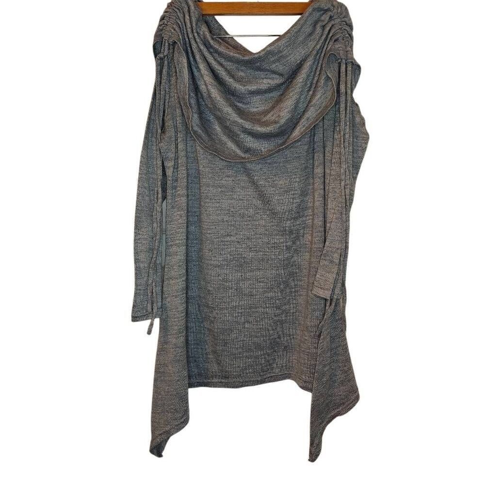 Rose Gal Cowl Neck Grey Tunic Sweater